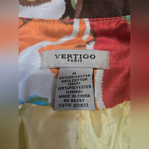 Vertigo Paris Multicolor Abstract Cotton Blend Short Sleeve Trench. Size Medium - Picture 13 of 16